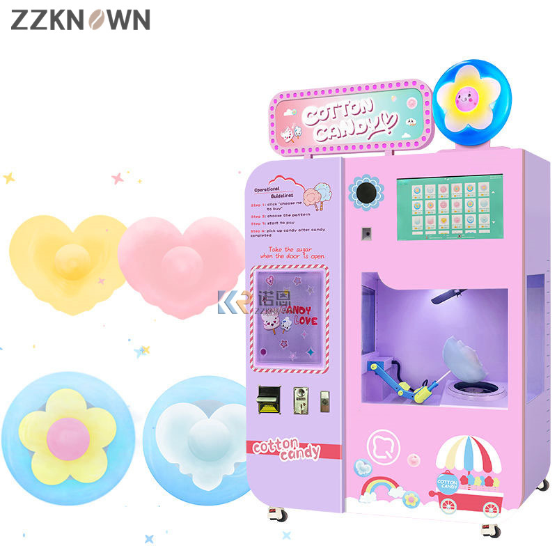 Automatic Cotton Candy Vending Machine Marshmallow Machine Production  Ice Cream Shape Marshmallow Soft Candy Machine