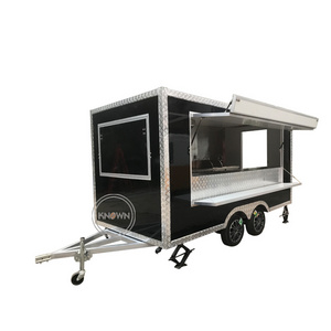 2024 Chinese Mobile Vending Square Fast Food Truck Ice Cream Cart Hot Dog Food Trailer Customized Logo Color Free Kiosk For Sale