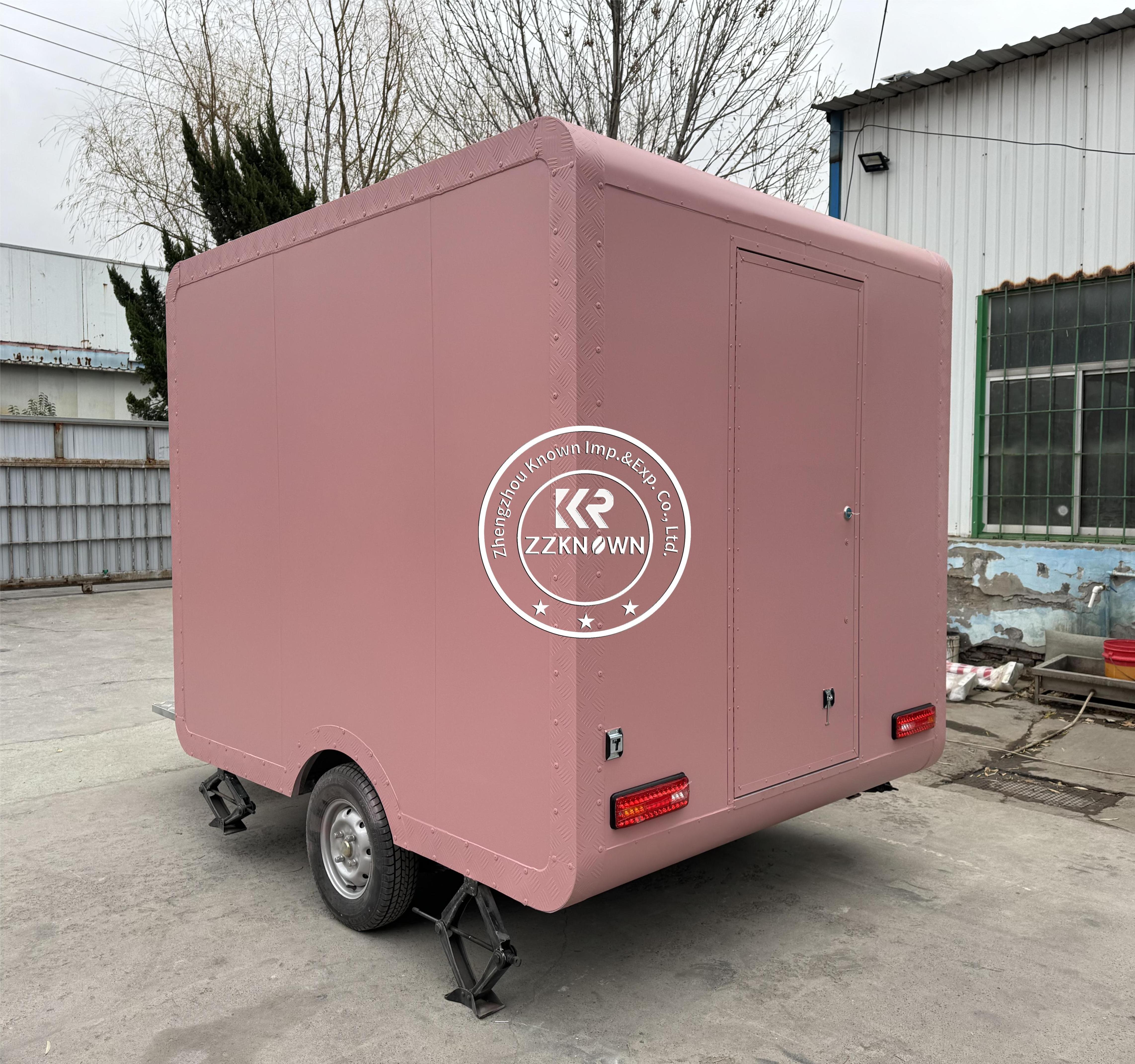 Pink Food Truck Ice Cream Cart Mobile Food Truck Hot Dog Cart Coffee Kiosk Mobile Food Truck with Full Kitchen Catering Trailer