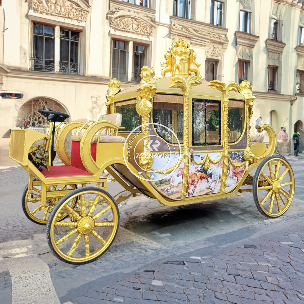 2024 OEM New Cinderella Horse Carriage Drawn With Hood White English Bridal Cinderella Horse Trailer Buggy Cabriolet Royal