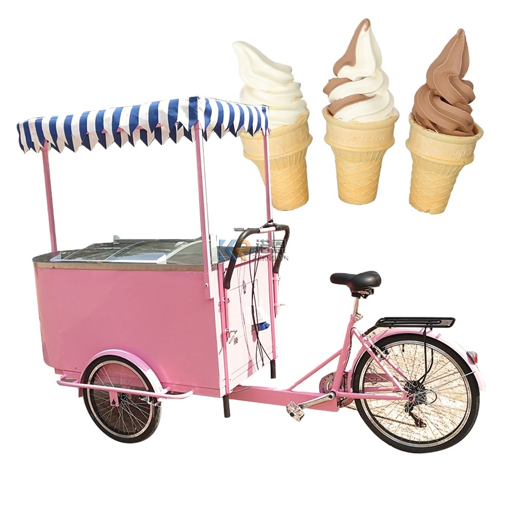 Electric Bike Street Fruit Flower Vending Carts 3 Wheel Tricycle with Freezer for Sale Popsicle Ice Cream