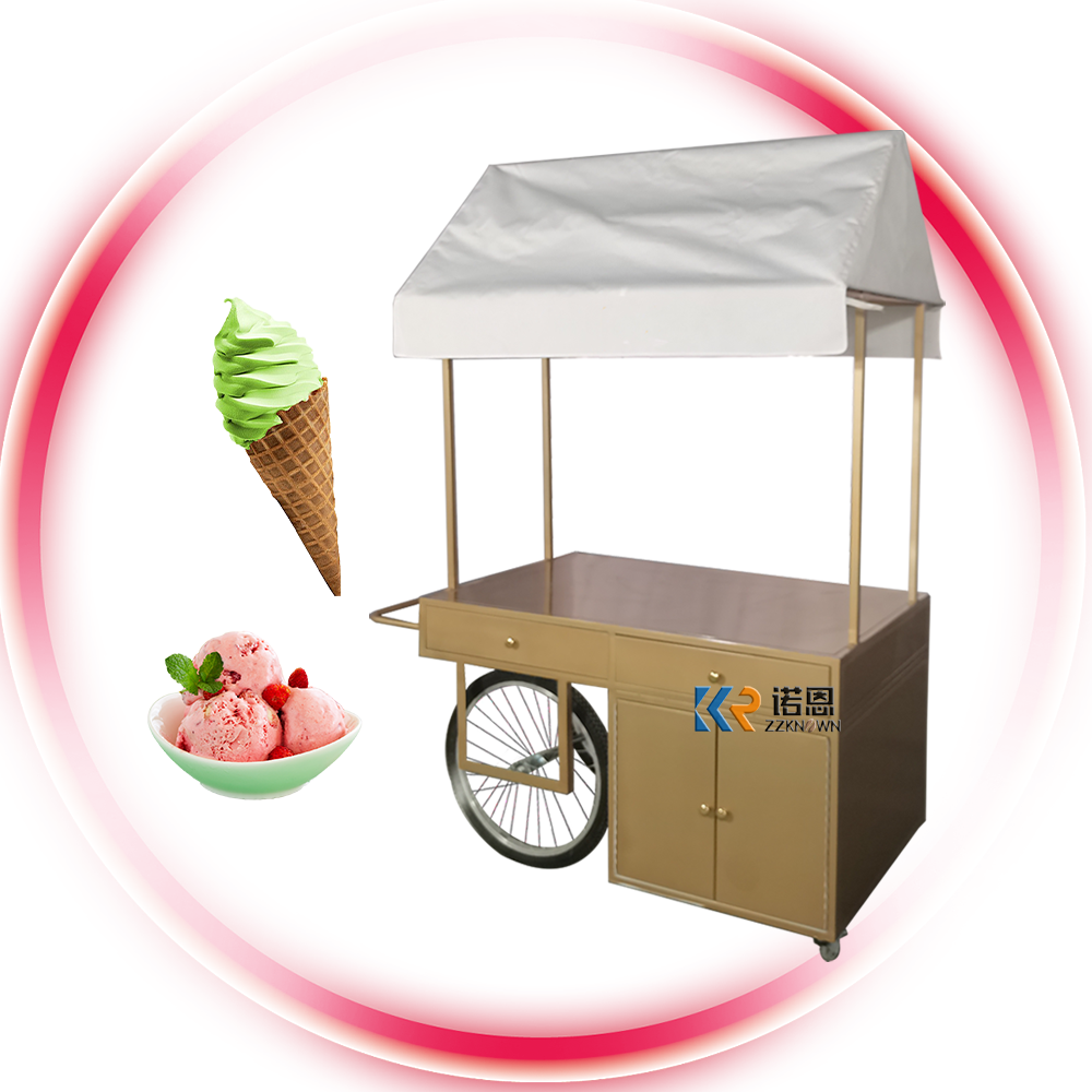 2024 New Mobile Umbrella Gelato Ice Cream Cart Freezer Price Mobile Food Popsicle Ice Cream Cart