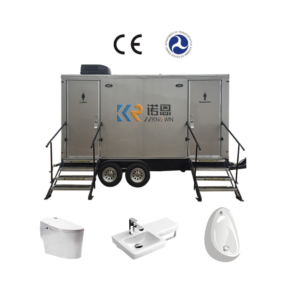 2024 Prefab Portable Mobile Public Zoo Park Truck Trailer Toilet Restroom Mobile Toilet WC With Shower For Sale