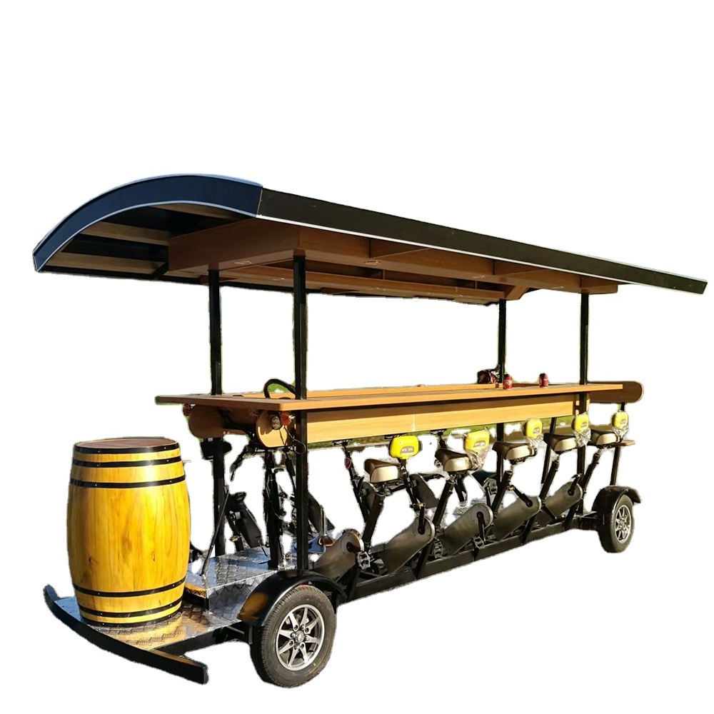 2024 Mobile Bar Beer Ice Cream Food Truck Cart  Mobile Cycling Bike Electric Sightseeing 10 Seat Bus Beer Vending Cart