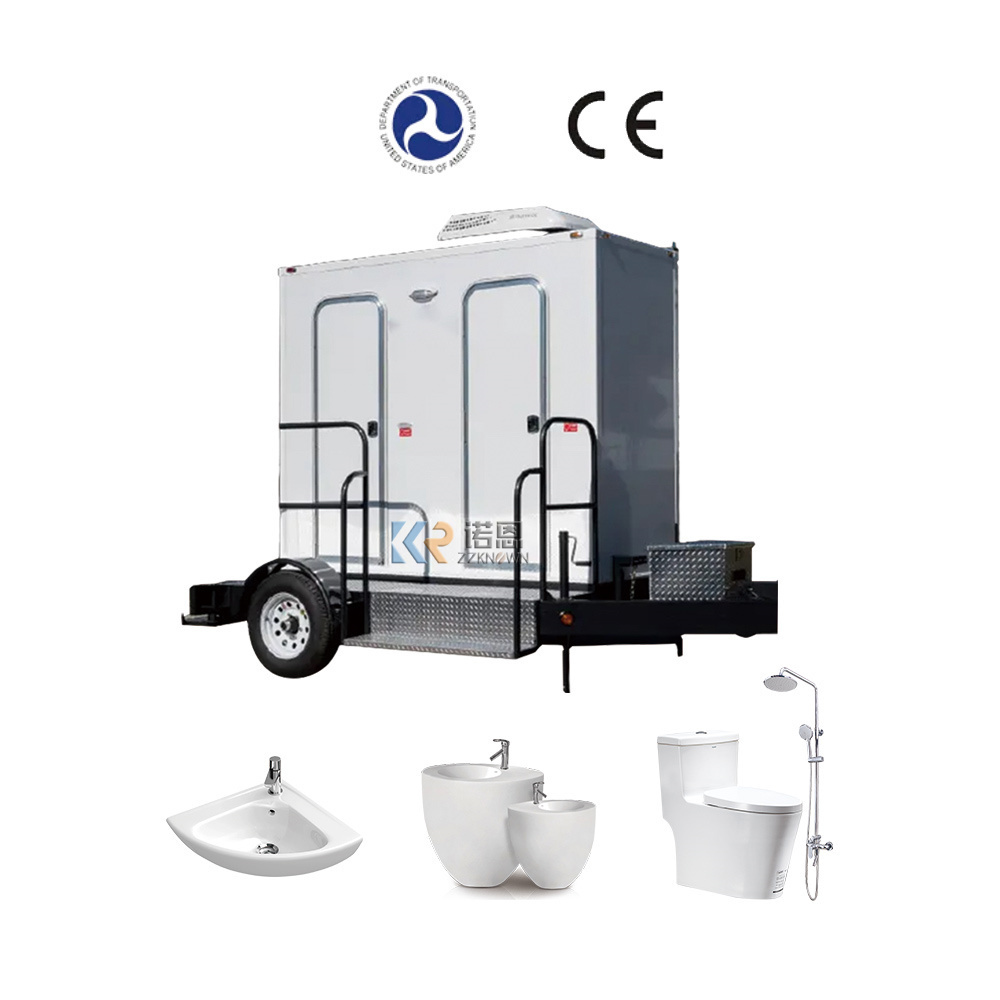 2024 Modern Outdoor Movable Mobile Toilets In Kenya Outdoor 2 Stall Steel Camping Portable Restroom Trailers Wc Toilet Box Cabin