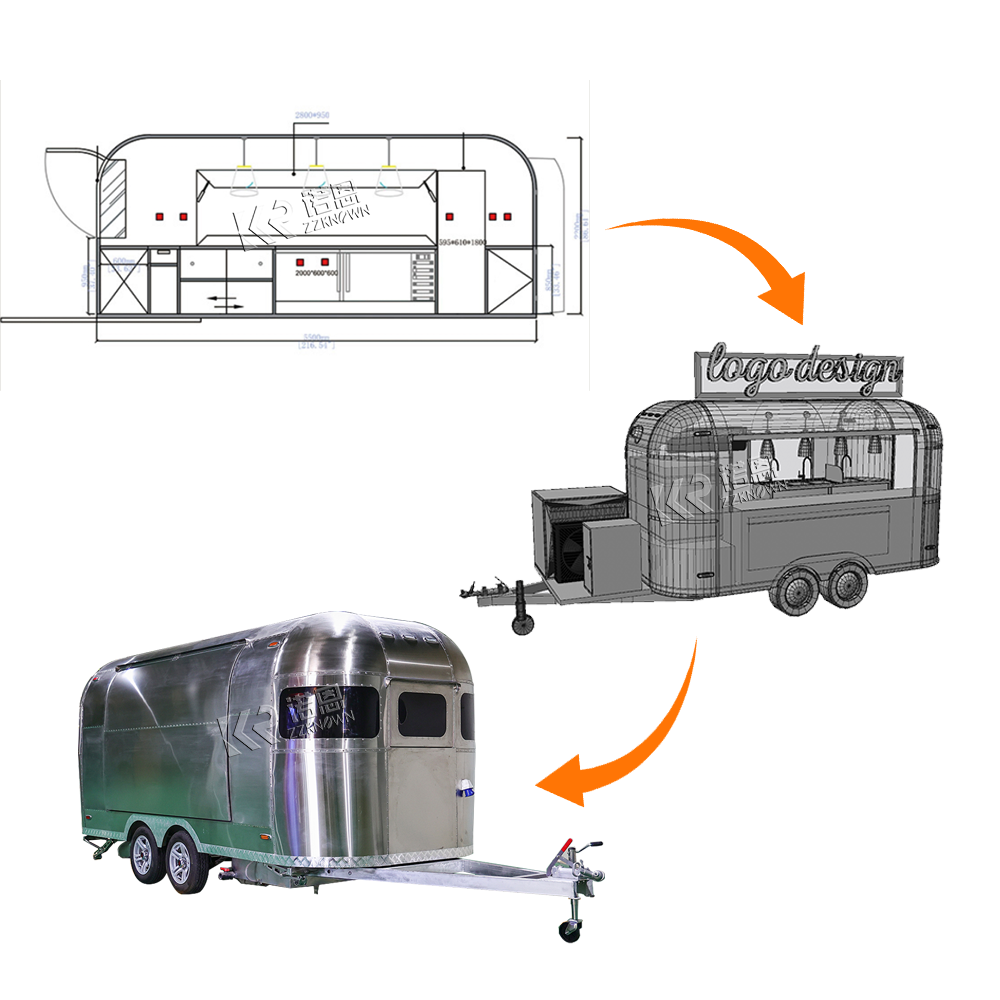 2024 Mobile Food Trucks Slush Vending Cart Ice Cream Coffee Food Truck Airstream Pizza Food Trailer