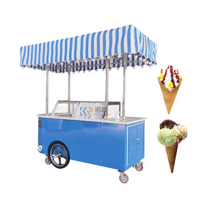 2024 Gelato Showcase Kiosk Popsicle Freezers Hand Push Italian Ice Cream Display Cart Europe Popsicle Vending Van for Sale