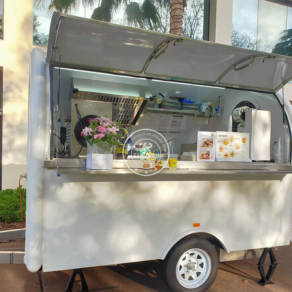 2024 High Quality Stainless Steel Design Street Food Trailer Coffee Carts Fast Food Truck with Full Kitchen Equipment