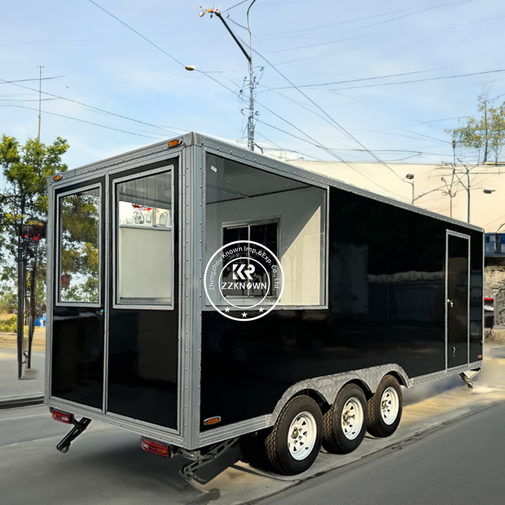 New Arrival Custom Beach Mobile Food Cart Bar Coffee Food Truck Mobile Restaurant Cater Food Trailer with Fenced