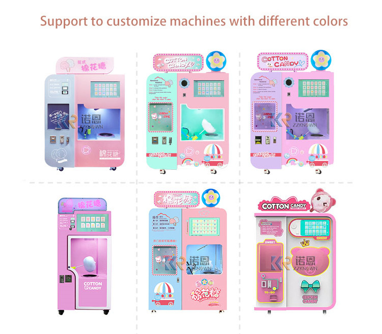 220v Spinning Cotton Candy Floss Machine Automatically Marshmallow Sugar Candy Floss Vending Machine With Cover