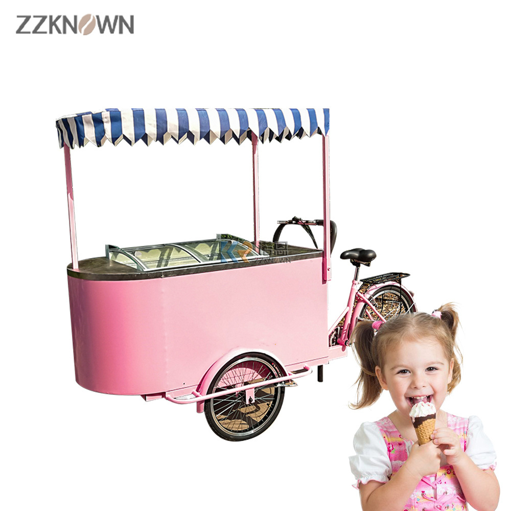 Electric Bike Street Fruit Flower Vending Carts 3 Wheel Tricycle with Freezer for Sale Popsicle Ice Cream