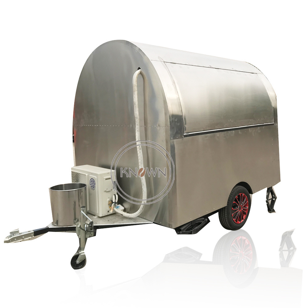 Stainless Steel Mobile Outdoor Hand Push Food Kiosk Customized Fast Food Trailer for Sale Ice Cream Hot Dog Cart