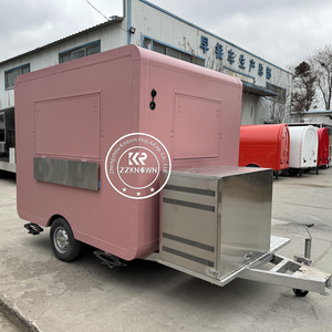 Pink Food Truck Ice Cream Cart Mobile Food Truck Hot Dog Cart Coffee Kiosk Mobile Food Truck with Full Kitchen Catering Trailer