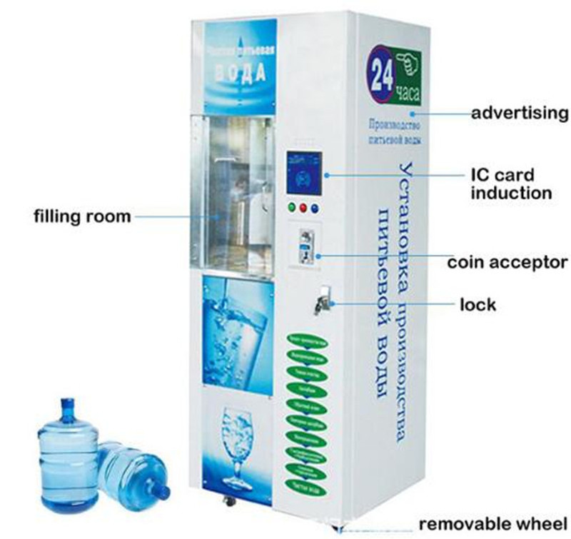 Hot Selling Coin and Bill Acceptor 200GPD Purified Water Vending Machine for Sale Water Bottle Vending Machine Kenya Promotion