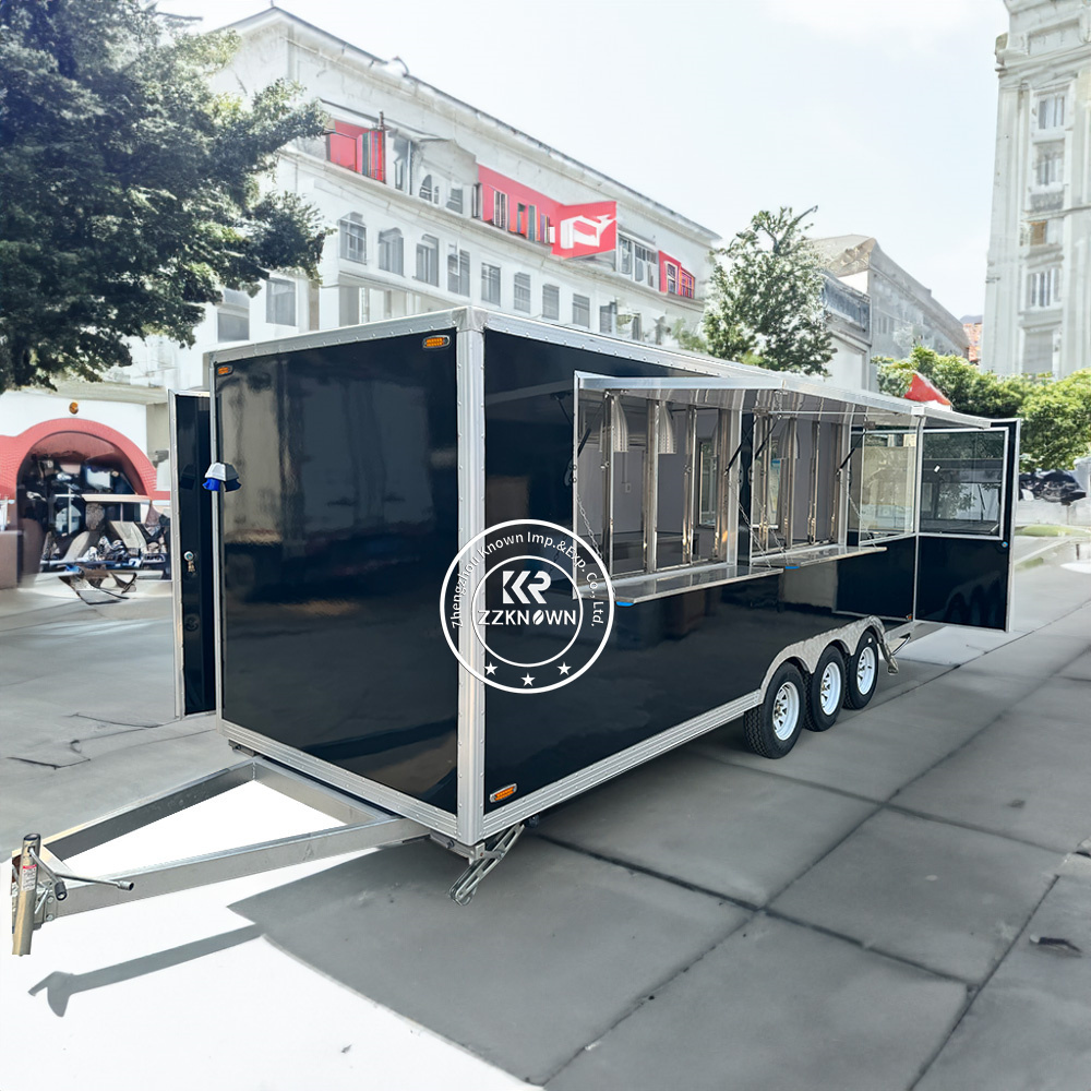 New Arrival Custom Beach Mobile Food Cart Bar Coffee Food Truck Mobile Restaurant Cater Food Trailer with Fenced