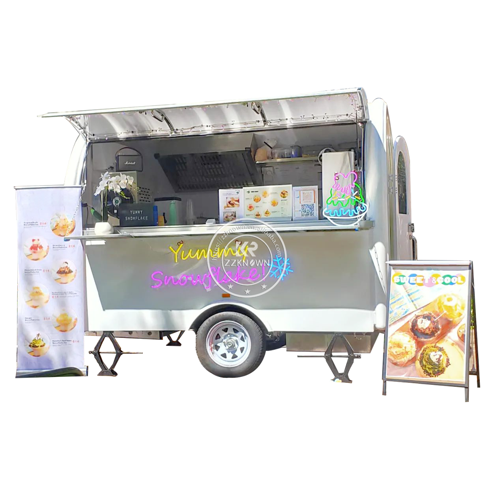 2024 High Quality Stainless Steel Design Street Food Trailer Coffee Carts Fast Food Truck with Full Kitchen Equipment