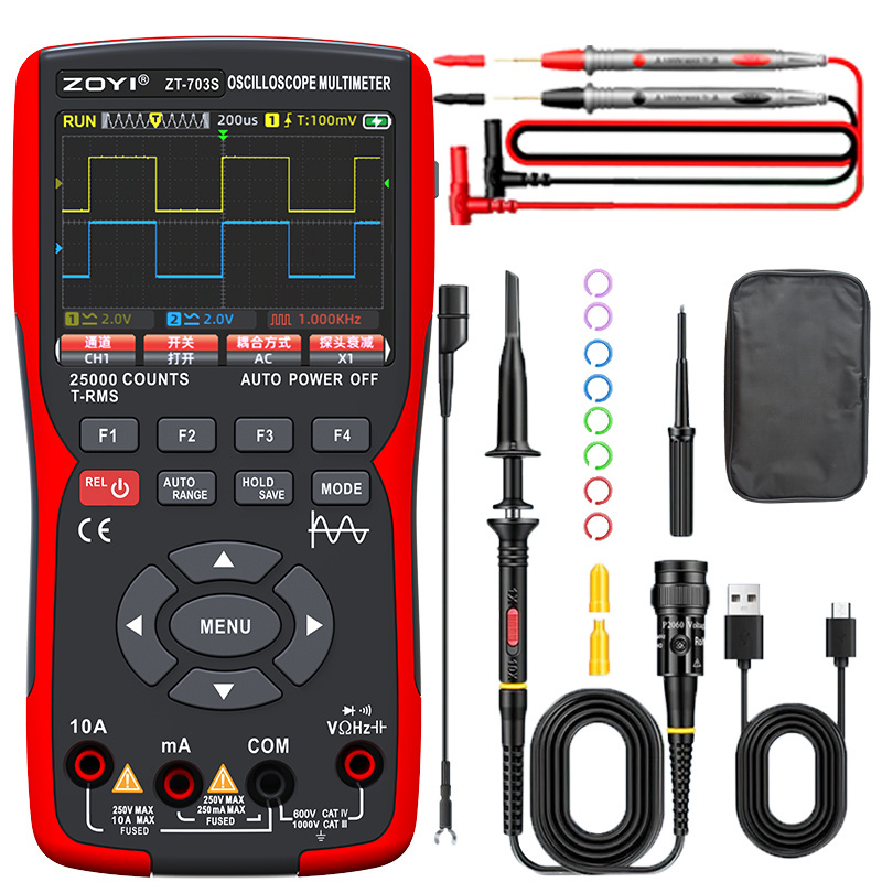 ZOYI ZT-703S 3in1 dual channel Oscilloscope+ signal generator + multimeter 50MHz Bandwidth