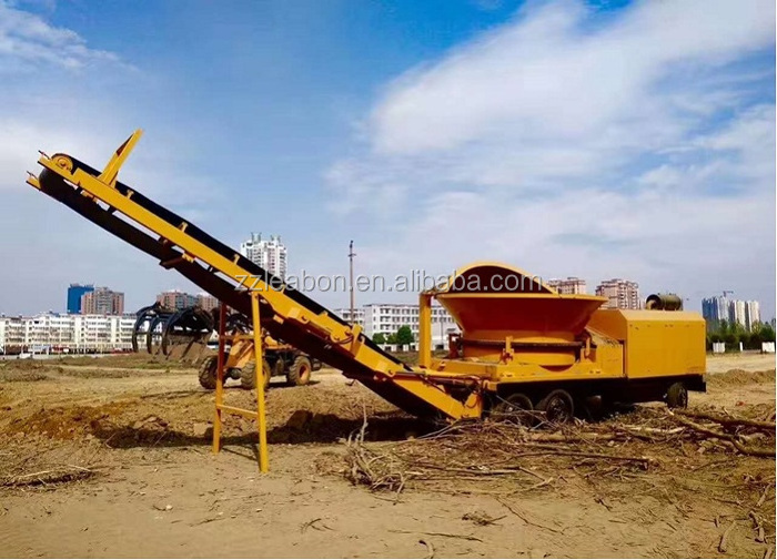 Mobile Wood Trunk Grinding Equipment Large Size Wast Wood Crushing Machine  Diesel Pallet Shredder Price