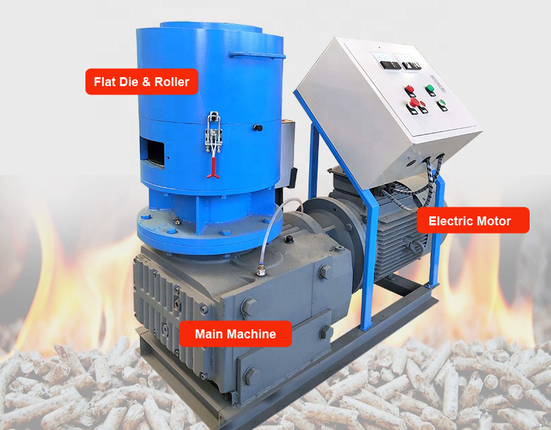 CE Wood Fuel Pellets Maker Mill Flat Die 500kg/h Industry Wood Biomass Pellet Making Machine Prices for Sale