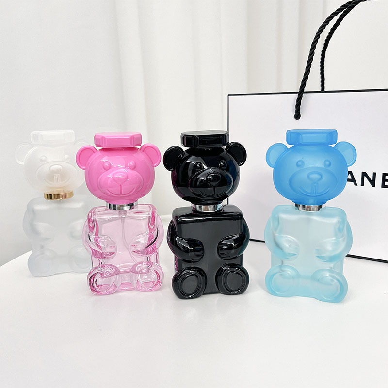 Bear Design Glass Perfume Bottle 30ml Custom Cute Pink/Blue/Black Bear Shape Perfume Bottle Unique Perfume Bottles