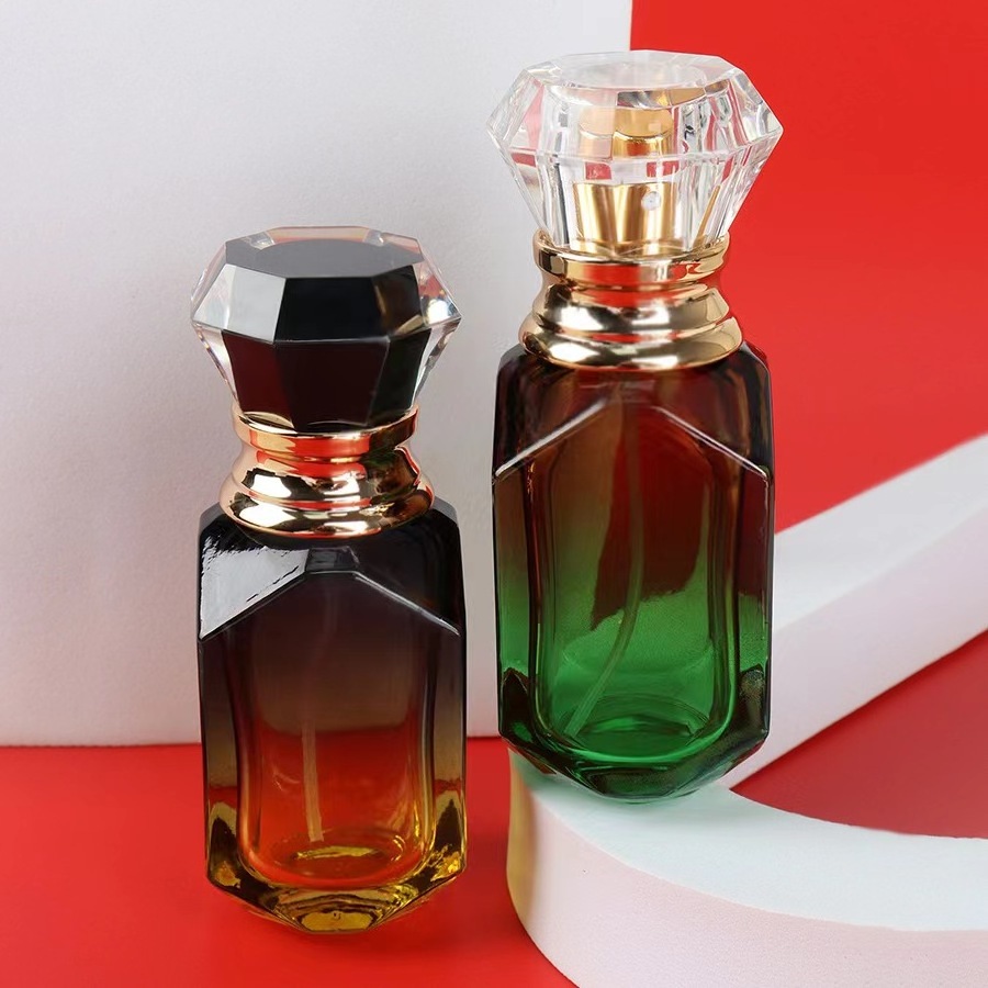 Gradient color cool perfume bottle 30ml 50ml 100ml glass perfume bottle with crimp neck