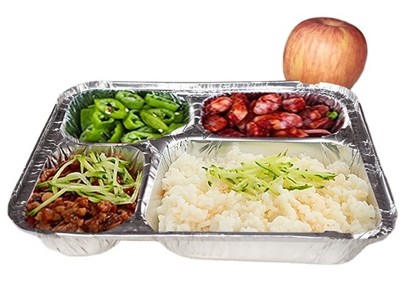 Popular Fast Food Catering Tray With 2/3/4 Divider For Catering Airline Disposable Lunch Food Aluminum Foil Box