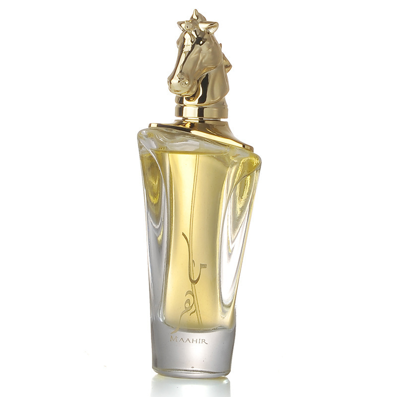 Luxury black unique perfume bottle with box perfume bottle arabian old fashion perfume bottles hand spray with horse shape cap