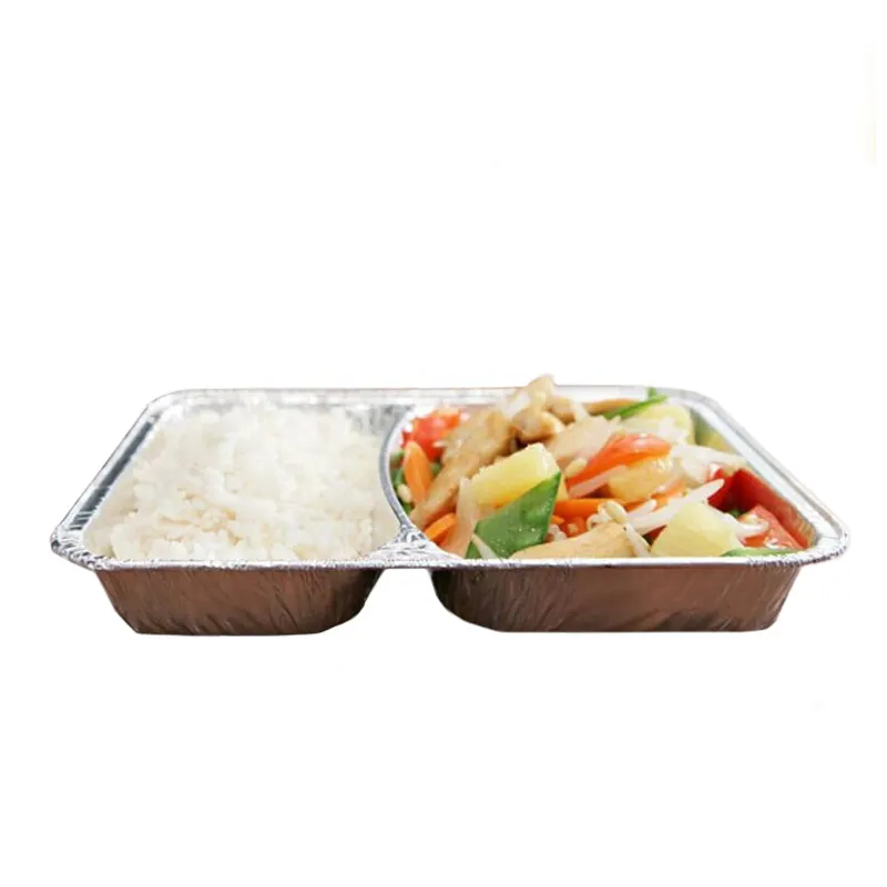 Popular Fast Food Catering Tray With 2/3/4 Divider For Catering Airline Disposable Lunch Food Aluminum Foil Box