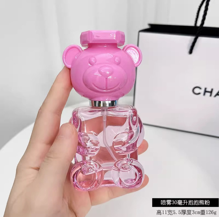 Bear Design Glass Perfume Bottle 30ml Custom Cute Pink/Blue/Black Bear Shape Perfume Bottle Unique Perfume Bottles