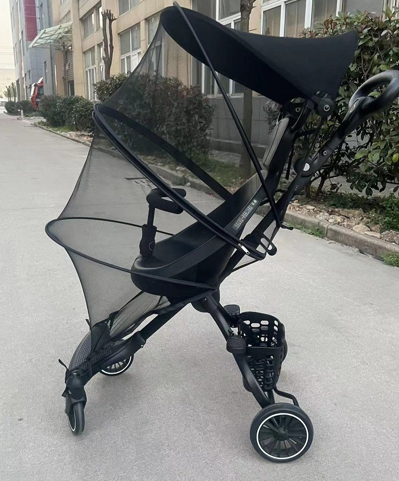 Universal Stroller Mosquito Net Pram Pushchair Buggy Cot Bassinet Black Insect Net Fly Bug Net, Mesh Full Protection Cover