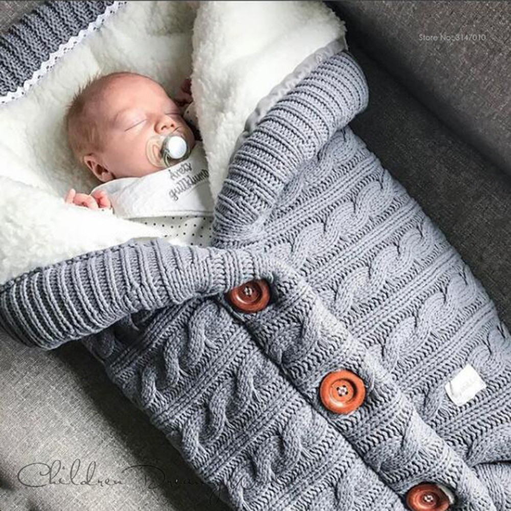 Safe Cloth baby swaddle blanket acrylic baby sleepsack cotton yarn baby sleeping bag Infant Knit Sleeping Sack Newborn