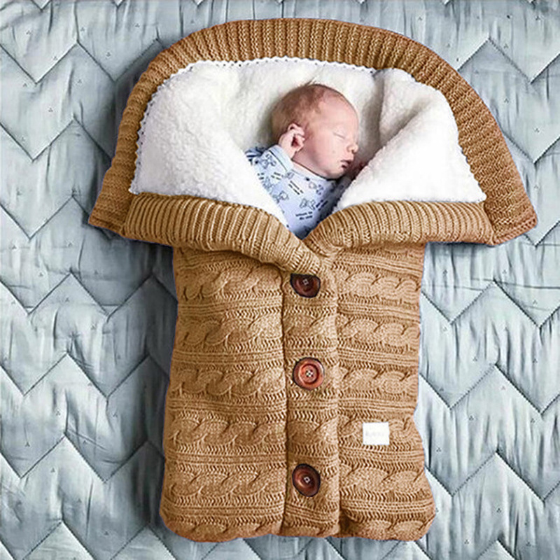 Safe Cloth baby swaddle blanket acrylic baby sleepsack cotton yarn baby sleeping bag Infant Knit Sleeping Sack Newborn