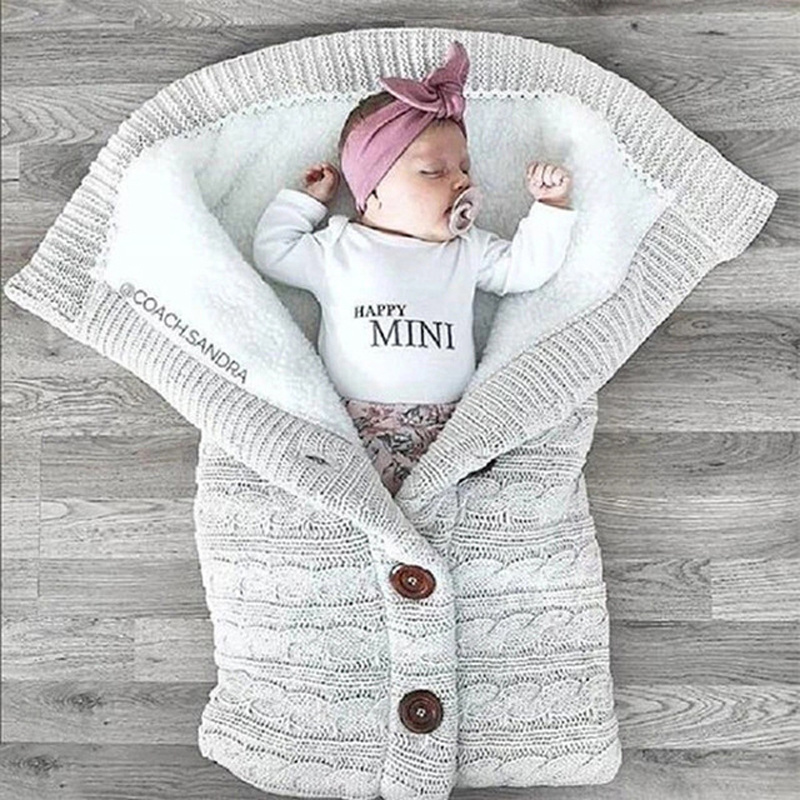 Safe Cloth baby swaddle blanket acrylic baby sleepsack cotton yarn baby sleeping bag Infant Knit Sleeping Sack Newborn