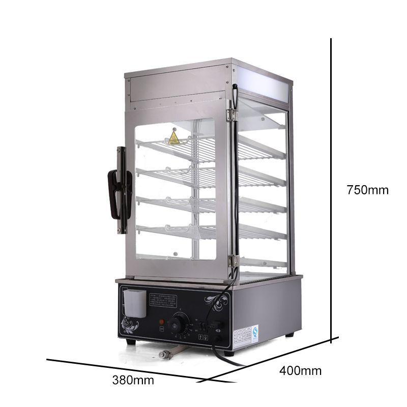 Electric Glass Commercial 5 Layers Display Cabinet Square Steaming Room Machine Heating Steamed Stuffed Bun Dumpling Steamer