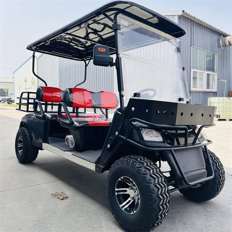 Best Lithium Battery 2+2 Seater 4-Passenger Electric Hunting & Golf Cart Wholesale Equipped with Gasoline Tail Caddie