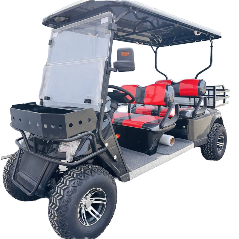 Best Lithium Battery 2+2 Seater 4-Passenger Electric Hunting & Golf Cart Wholesale Equipped with Gasoline Tail Caddie