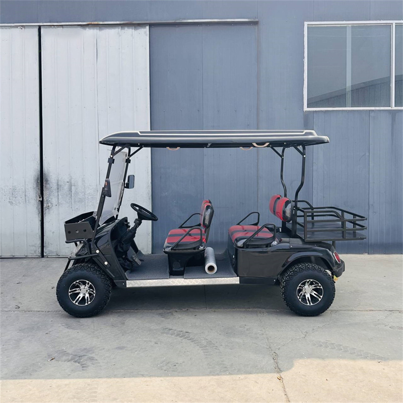 Best Lithium Battery 2+2 Seater 4-Passenger Electric Hunting & Golf Cart Wholesale Equipped with Gasoline Tail Caddie