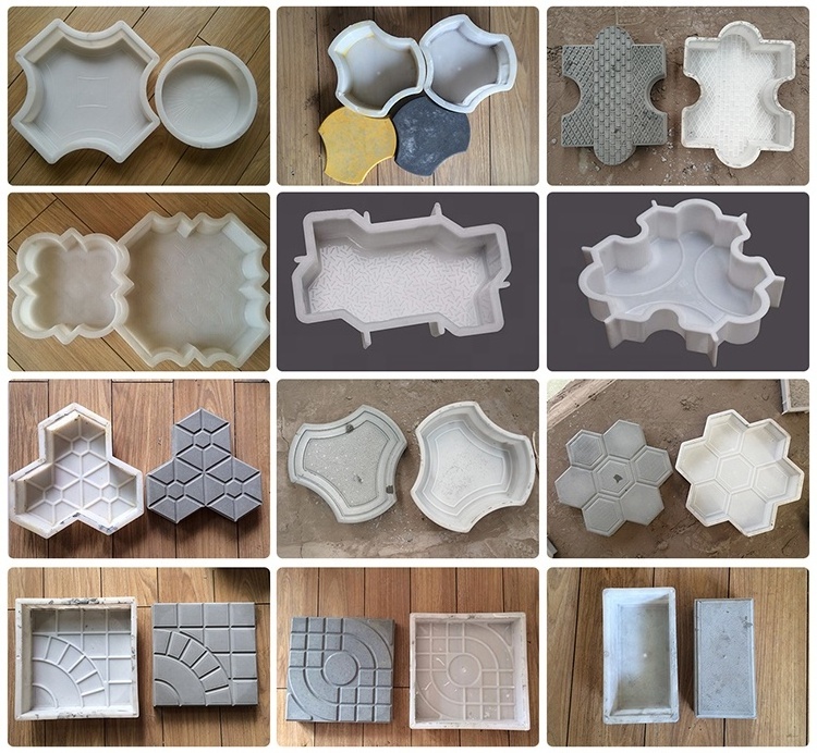 Rubber plastic pvc paver block mold interlock concrete tile silicon moulds for paving