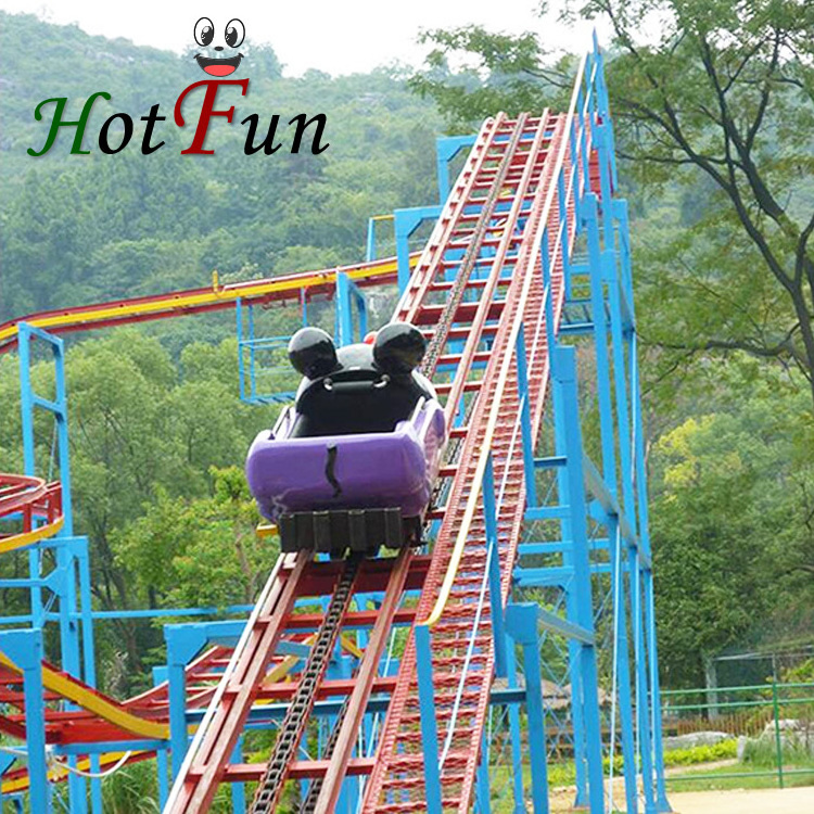 amusement park roller coaster ride with large roller coaster wheels