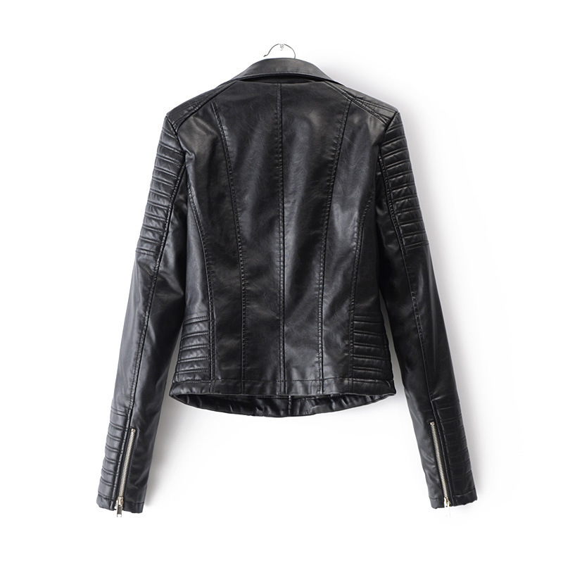 2023 new autumn women's lapel motorcycle leather jacket