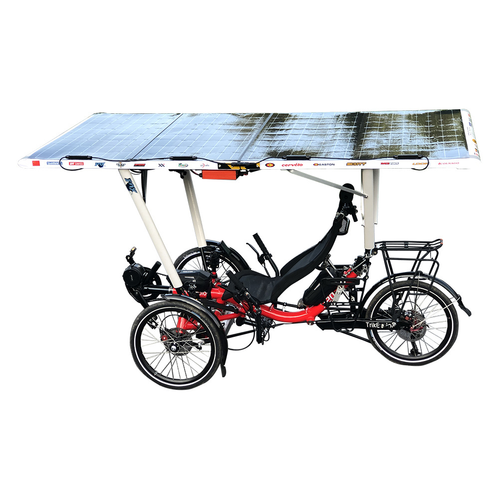 TrikExplor 500watt Rear Suspension Solar Powered Recumbent Trike with Roof