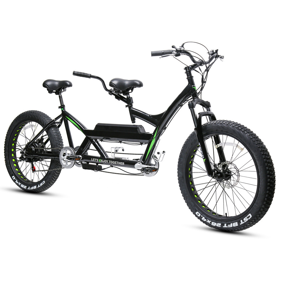 2 Seats Outdoor Cruiser Fat Tire Bicycle Two Wheeled Tandem Road Bike With 250W Motor