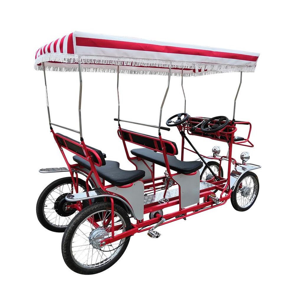 Rental Use Family Fun 4 Wheeler 4 Person Electric Quadricycle Surrey Velo Bike for sale