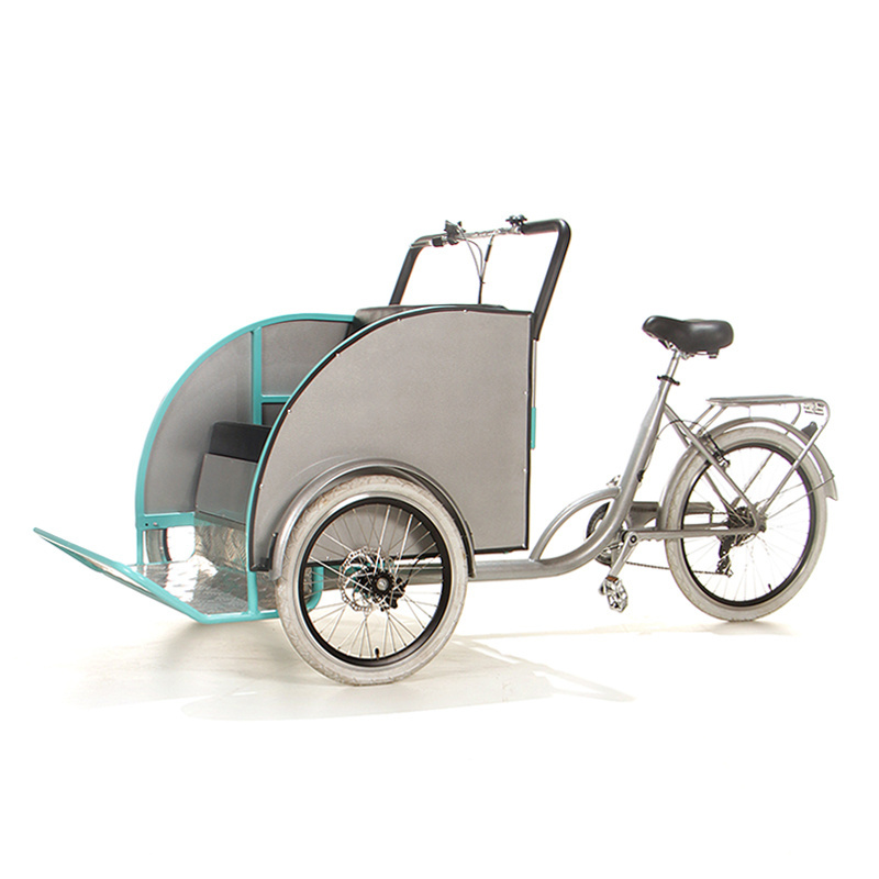 Easy In and Off Eleder Ones Front Loading 3 Person Electric Assist Rickshaw Passenger Tricycle