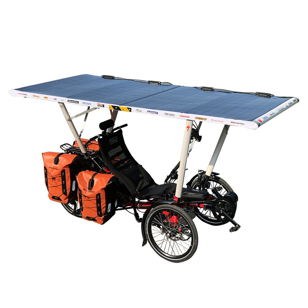 TrikExplor 500watt Rear Suspension Solar Powered Recumbent Trike with Roof