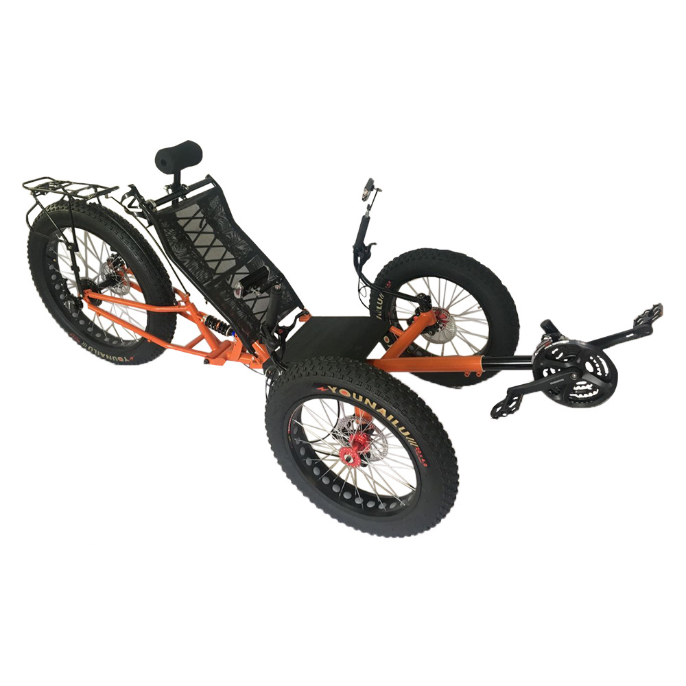 500watt Motor 20ah Lithium Battery Electric Assisted Rear Suspension Foldable Fat Tyre Recumbent Trike for Adults