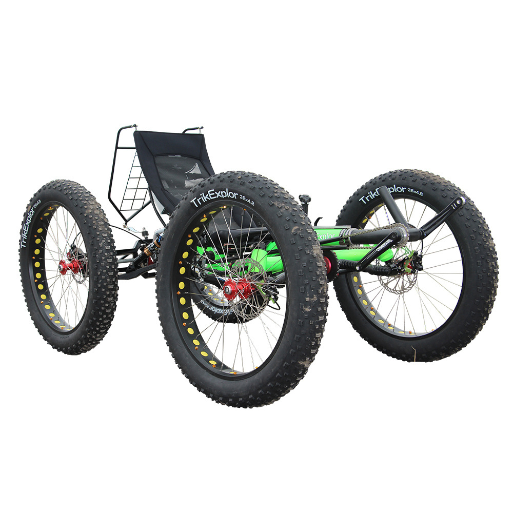 500watt Mid Drive Motor 4WD Off-road Electric Fat Tire Recumbent Quad Velo Bike