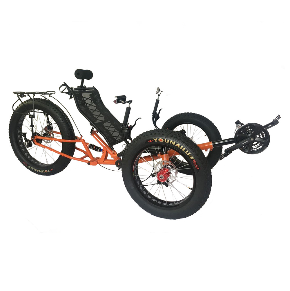 Free door to door Shipping Rear Suspension 500watt 3 Wheel Foldable Pedal Assisted Electric Fat Tyre Recumbent Trike