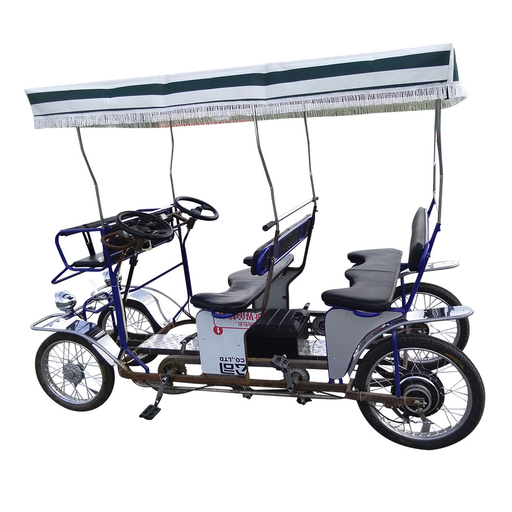 4 Wheel 4 Person Family Sightseeing Beach Touring Scenic Spot Rental Use Electric Surrey Quadricycle