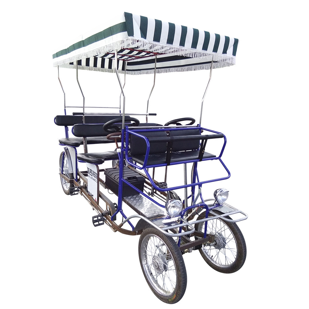 4 Wheel 4 Person Family Sightseeing Beach Touring Scenic Spot Rental Use Electric Surrey Quadricycle